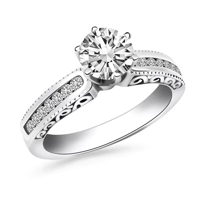 Engagement Ring with Engraved Sides