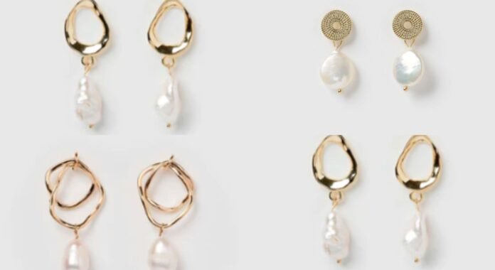 Rose gold pearl earrings